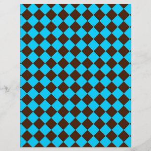 Papel Timbrado Padrão Xadrez Diamante Azul Marrom