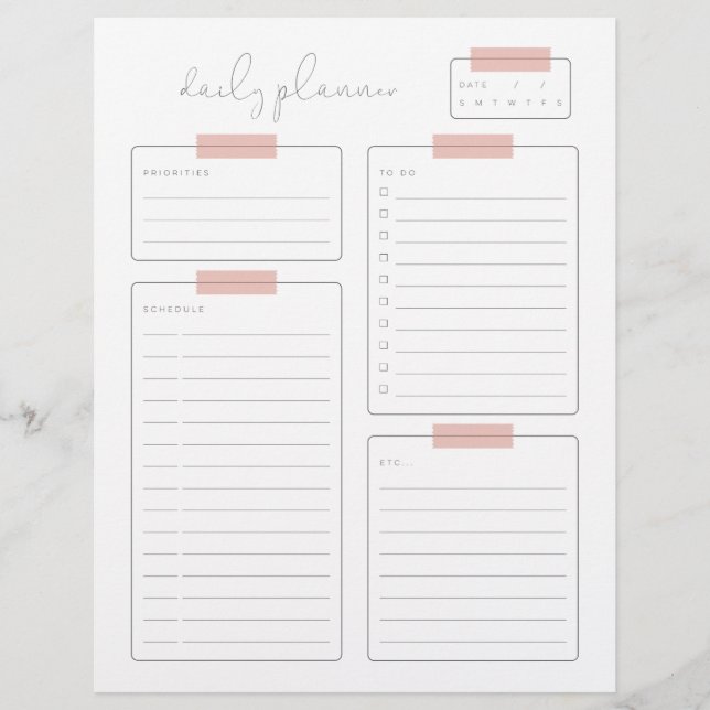 Papel Timbrado Página Calender do Planejador Diário (Frente)