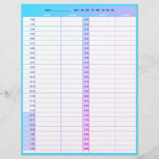 Papel Timbrado Páginas do livro de compromisso de 1 dia do salão 