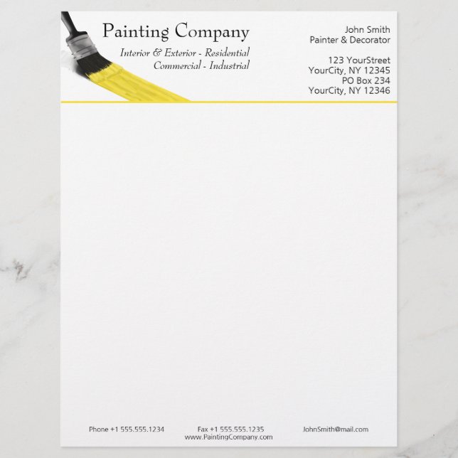 Papel Timbrado Painting Painter Service Company Brussel Amarelo (Frente)