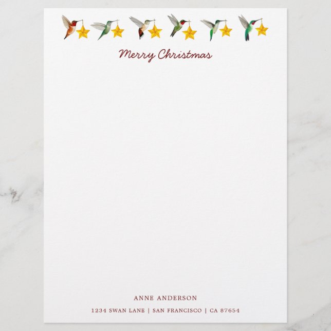 Papel Timbrado Papelaria de Aves de Cama de Natal Personalizadas (Frente)