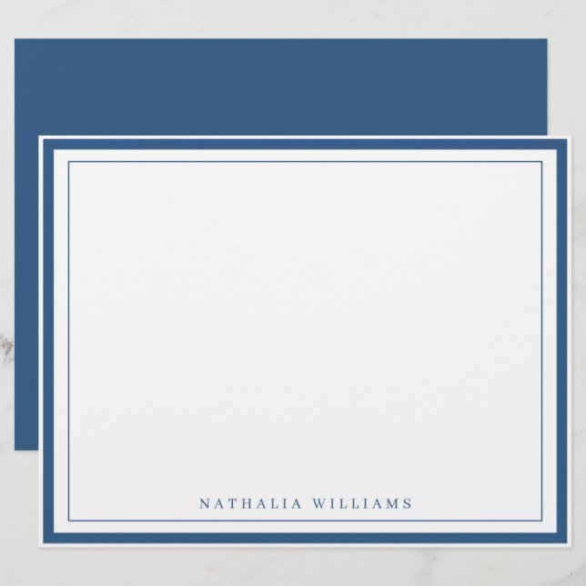 Papel Timbrado Papelaria de Borda Azul Marinho Simples Básica (Frente/Verso)
