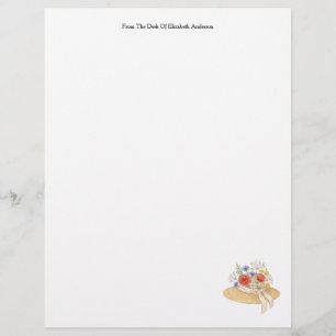 Papel Timbrado Papelaria de Chapéu de Palha Personalizado com Flo