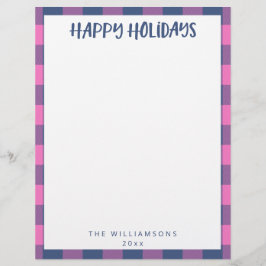 Papel Timbrado Papelaria de Natal Simples Cute Xadrez Rosa Nome 