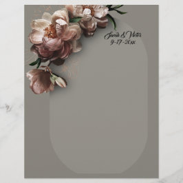 Papel Timbrado Papelaria de Peônias em Flor