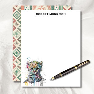 Papel Timbrado Papelaria Empresarial Elegante com Leopardo em Aqu