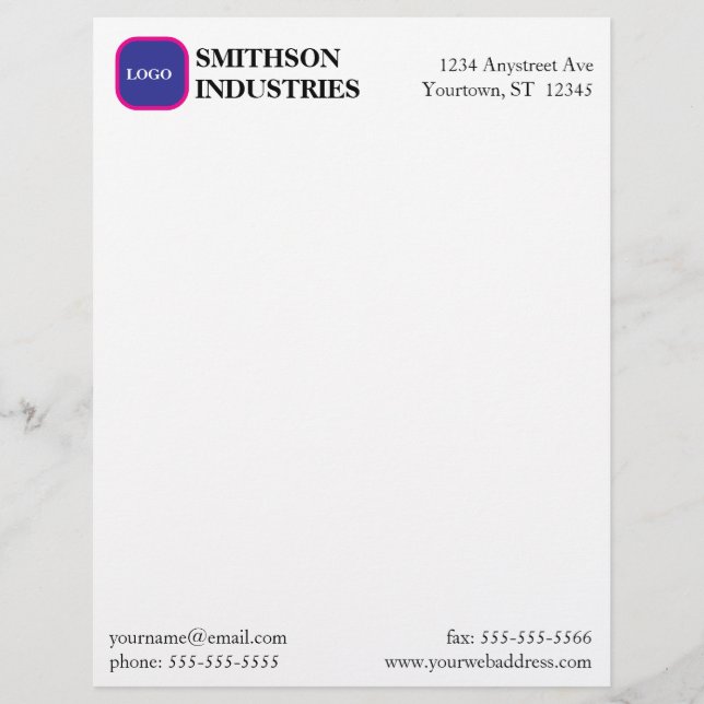 Papel Timbrado Papelaria Empresarial Minimalista Simples com Logo (Frente)