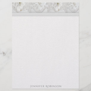 Papel Timbrado Papelaria Linen, Lace e Flores Brancas
