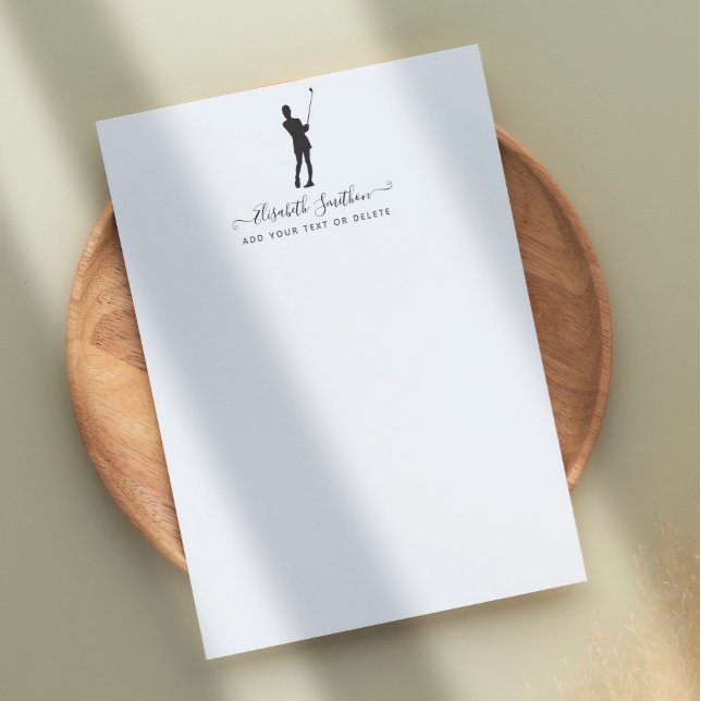 Papel Timbrado Papelaria Pessoal Elegante De Golfe Negro E Branco (Criador carregado)