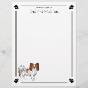 Papel Timbrado Papillon Vermelho e Branco com Patas e Texto