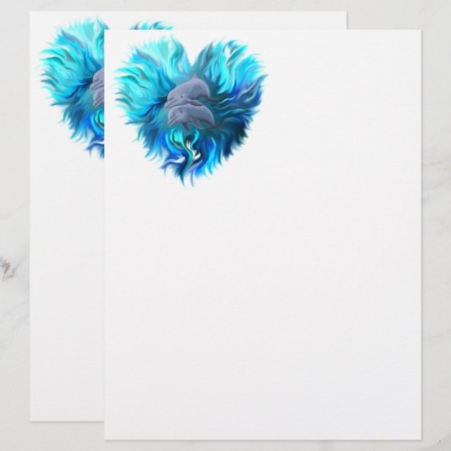 Papel Timbrado Par de golfinhos (Frente/Verso)