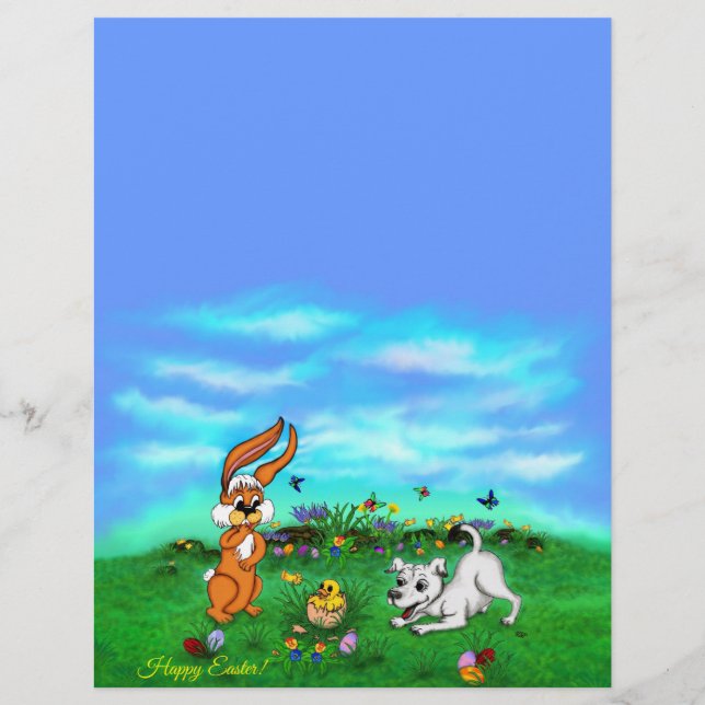 Papel Timbrado Páscoa - Cabeça de papoila e Pintinho (Frente)