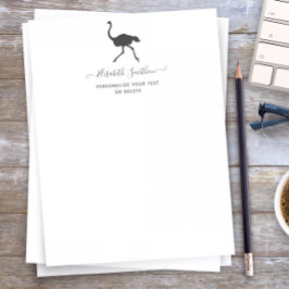 Papel Timbrado Pássaro de avestruz, um animal engraçado, bonito, 