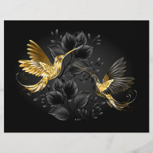 Papel Timbrado Pássaro Humino Negro e Dourado