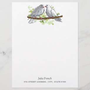 Papel Timbrado Pássaros Brancos da Dove da Paz em Branch Letterh