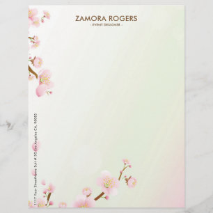 Papel Timbrado Pastel Pink Cherry-Blossom