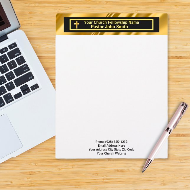 Papel Timbrado Pastor Elegante Dourado E Negro (Church Pastor Elegant Gold And Black Letterhead
)