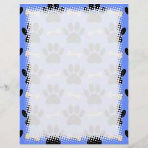 Papel Timbrado Patas E Ossos Padrão Azul