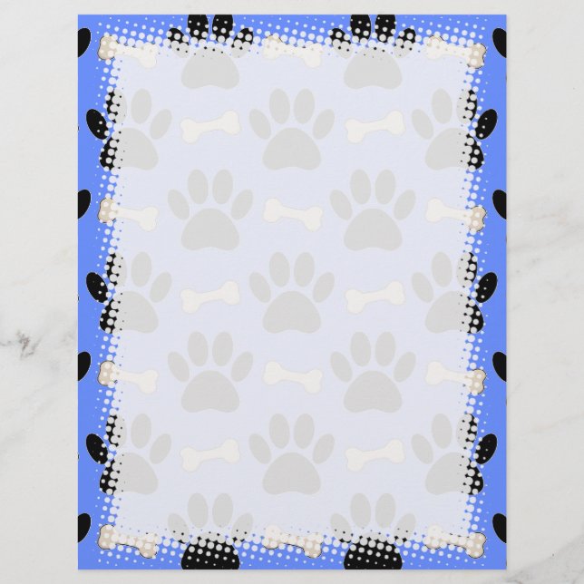 Papel Timbrado Patas E Ossos Padrão Azul (Verso)