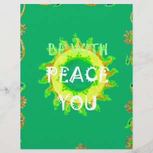 Papel Timbrado Paz Esteja Consigo: Verde Inspiracional e Amarelo