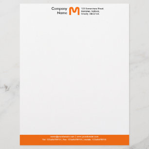 Papel Timbrado Pé de página da cor do monograma - laranja