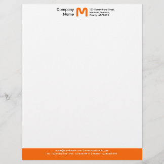 Papel Timbrado Pé de página da cor do monograma - laranja