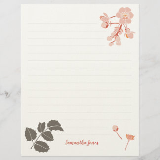 Papel Timbrado Peachy Pink Oregon Grape Flower Letterhead