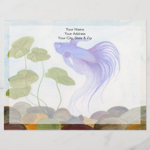 Papel Timbrado Peixe Betta Azul
