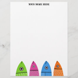Papel Timbrado Peixe Colorido Bonito Personalizado Letreiro