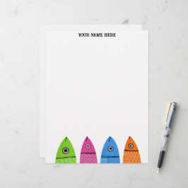 Papel Timbrado Peixe Colorido Bonito Personalizado Letreiro
