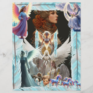 Papel Timbrado Penas de Anjo Celestial Steampunk Fantasia Sombr