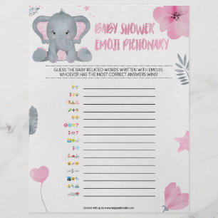 Papel Timbrado Penhor Emoji [Elefante Bebê [Rosa]]