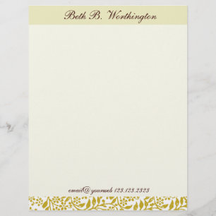 Papel Timbrado Pequeno Padrão Floral Ouro Simples Elegante
