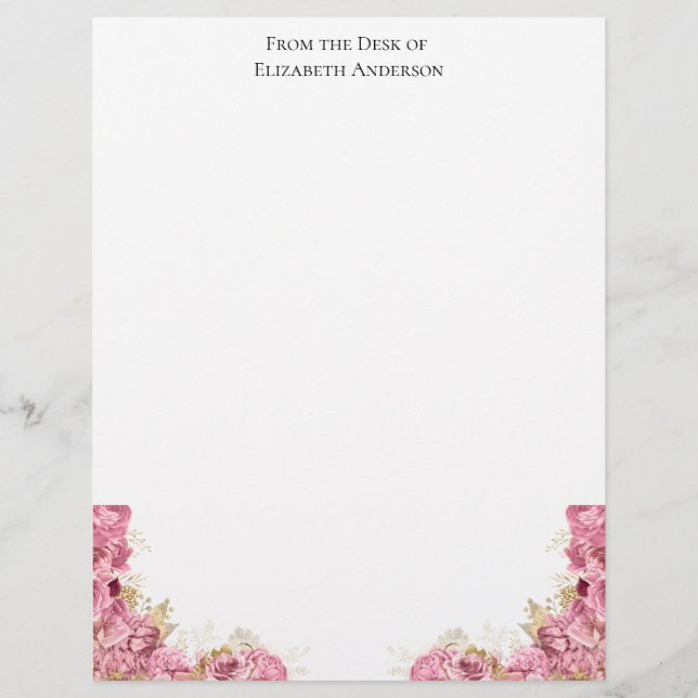 Papel Timbrado Personalizado Elegante com Rosas Ro (Frente)