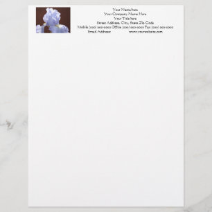 Papel Timbrado Personalizado Flor de Íris Azul Íri