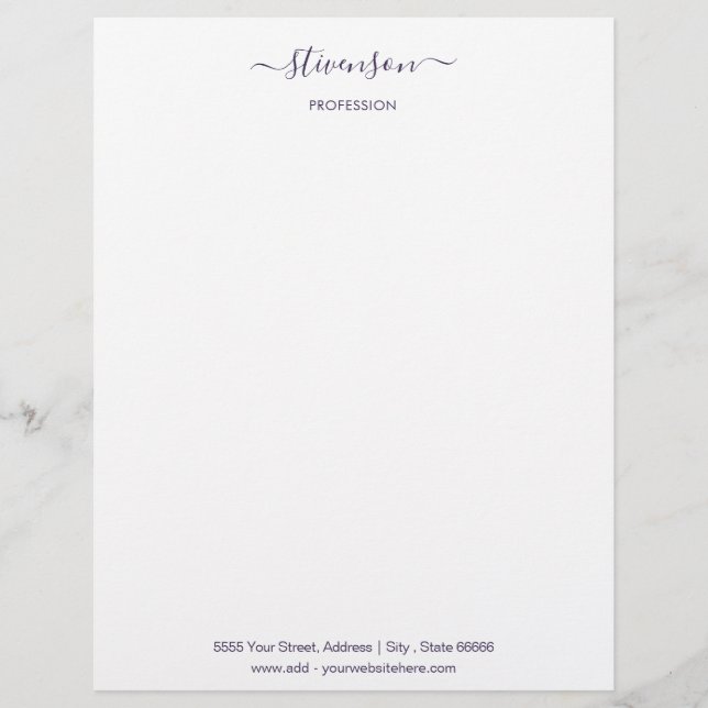 Papel Timbrado Personalizado Simples Seu Nome Endereço De Profiss (Frente)