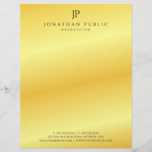 Papel Timbrado Personalizar Faux Dourado Elegant Monogram Modelo 
