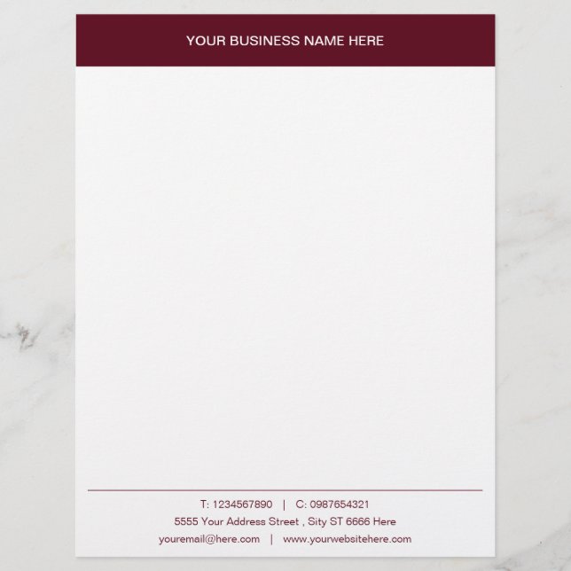 Papel Timbrado Personalizar Nome Comercial Informações Letterhead (Frente)