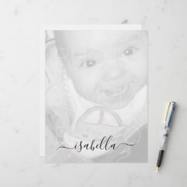 Papel Timbrado Personalizar o nome do Monograma de Fotos Brancas 