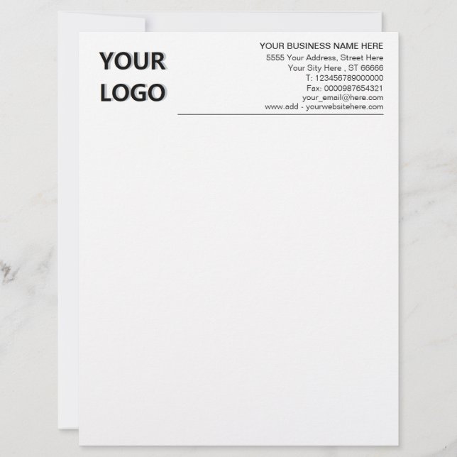 Papel Timbrado Personalize o seu logotipo Informações de contato  (Frente)