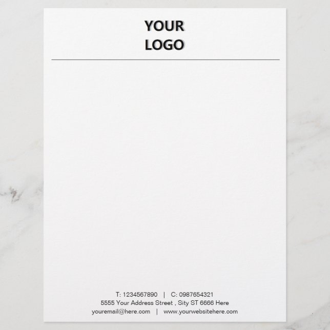 Papel Timbrado Personalize seu escritório Letterhead com logotipo (Frente)