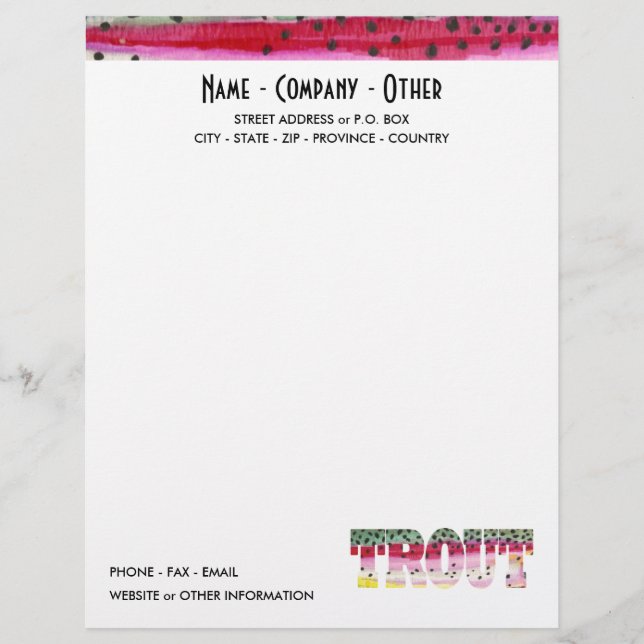 Papel Timbrado Pesca Personalizada de Trutas (Frente)