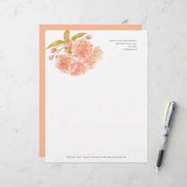 Papel Timbrado Pêssego do Flor Cor branca de azeitona verde
