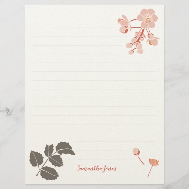 Papel Timbrado Pêssego Rosa Flor de Uva de Oregon Cabeçalho (Frente)