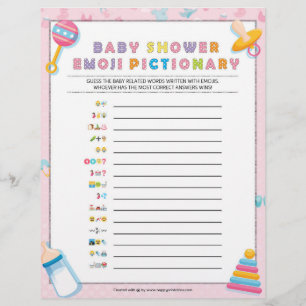 Papel Timbrado Pictionary para Bebês Emoji [Baby Basics Pink]