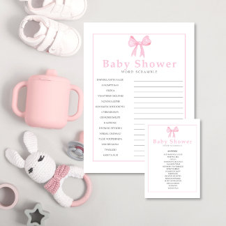 Papel Timbrado Pink Baby Shower Word Scramble Game – Printable Le