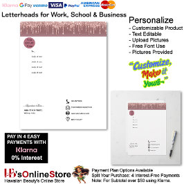 Papel Timbrado Pink Trendy Drip Sparkle Glitter Business