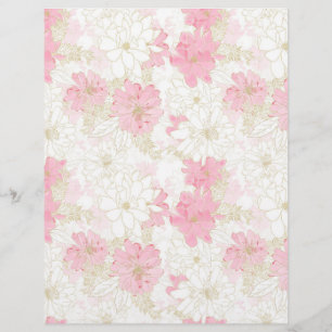 Papel Timbrado Pintor Floral Dourado e Rosa Elegante