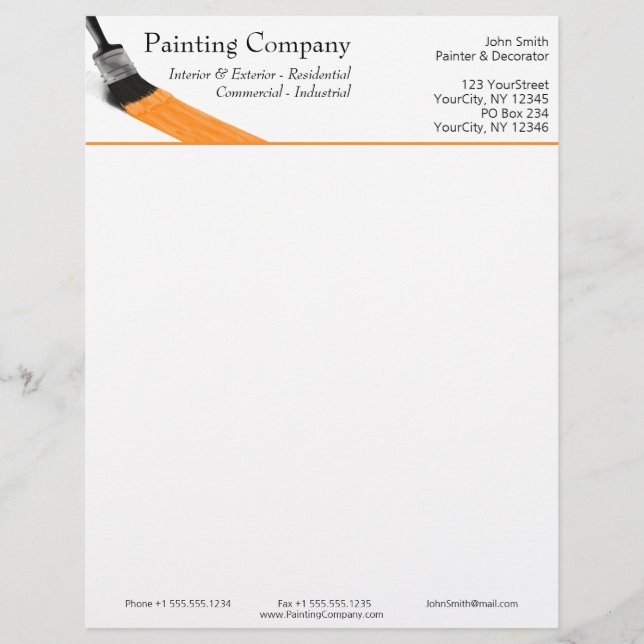 Papel Timbrado Pintor Service Company Brush Orange (Frente)
