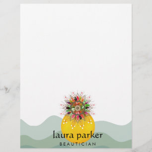 Papel Timbrado Pintura de Flor de Lótus em Aquarela Massagem de C